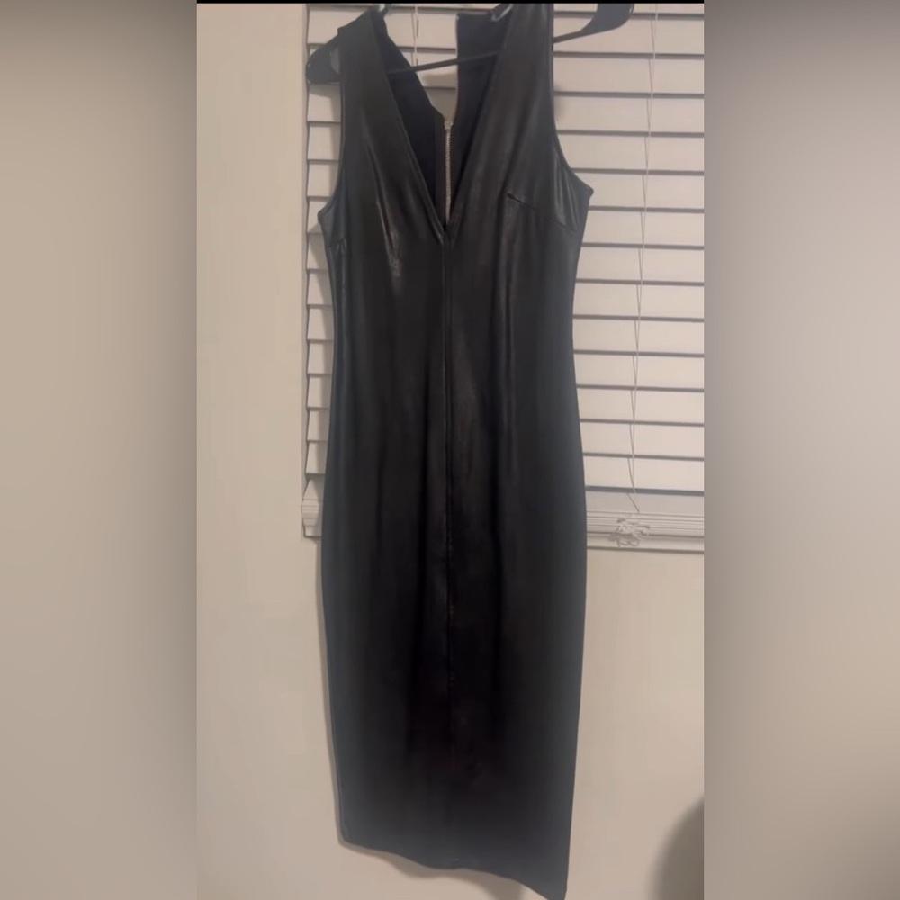 Midi black leather imitation dress (bodycon) size small